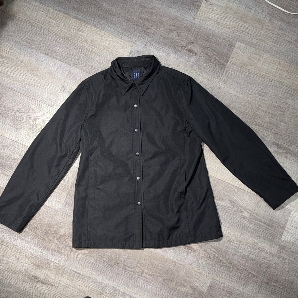 Gap Black Coach Jacket Tech Wear Lined Lightweight Mens size Large Grandpacore